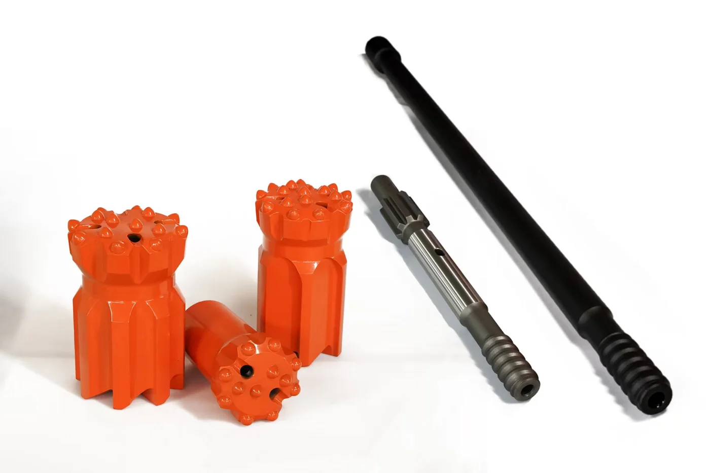 Drill rods with bits and accessories